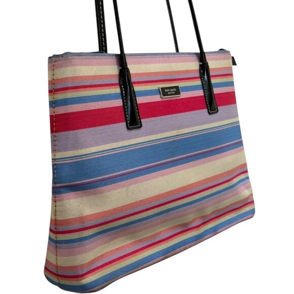 Vintage Kate Spade Raindbow Striped Structured Tote - Picture 2 of 11